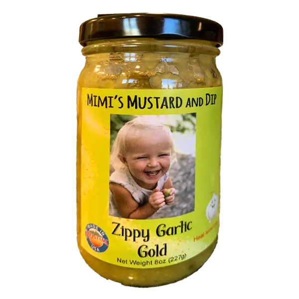 Mimis Mustard And Dip 8 Oz Jar Zippy Garlic Gold Mimis Mustard And Dip 8 Oz Jar Zippy Garlic Gold